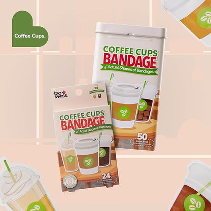 BioSwiss Bandages, Coffee Cup Shaped Self Adhesive Bandage Set, Latex Free, Sterile Wound Care, 24 Count