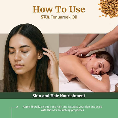 SVA Fenugreek Oil 4oz (118ml) Premium Carrier Oil with Dropper for Hair Care, Hair Oiling, Scalp Massage & Skin Care