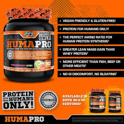 HumaPro Essential Amino Acid Formula | EAA Protein Supplement | Supports Muscle Recovery & Performance | Vegan, Gluten Free | | 90 Servings (Strawberry Kiwi)