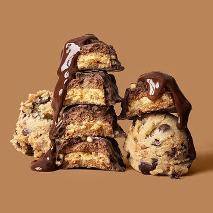 FITCRUNCH Snack Size Protein Bars, 6-Layer Baked Bar, 3g of Sugar, Gluten Free & Soft Cake Core (9 Bars, Chocolate Chip Cookie Dough)
