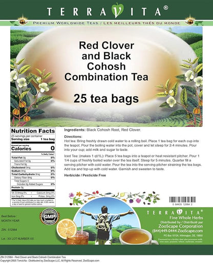 Red Clover and Black Cohosh Combination Tea (25 tea bags, ZIN: 512984) - 3 Pack