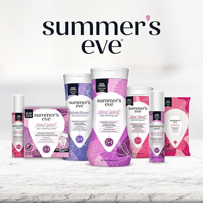 Summer's Eve Feminine Wipes, Island Splash, 12 Count, 5 Pack | Removes Odor | pH Balanced | Daily Refreshing