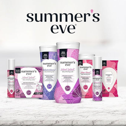 Summer's Eve Feminine Wipes, Island Splash, 12 Count, 5 Pack | Removes Odor | pH Balanced | Daily Refreshing