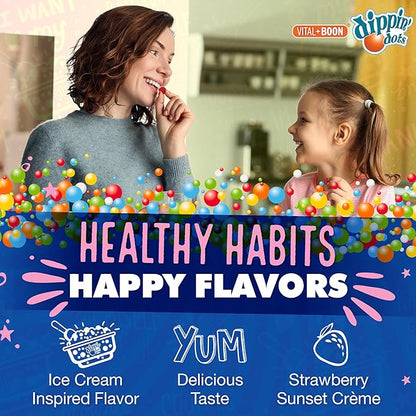 Dippin' Dots - Melatonin Gummies for Kids & Adults (30 Day Supply) Strawberry Sunset Creme Flavor | 2.5mg Per Kids Melatonin Supplement for Faster & Longer Sleep | Gummies for Children (60 Count)
