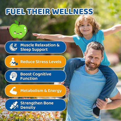 2PCS Center-Filled Magnesium Gummies for Kids 300MG - Magnesium Glycinate Gummies with L-theanine, Omega-3, Vitamin B6, D for Kids & Adults, Supplement for Sleep, Calm & Muscle Relaxation