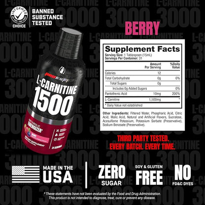ProSupps L-Carnitine Liquid 1500, Stimulant-Free Liquid Shots for Men & Women - Clean Workout Drink for Energy, Performance & Muscle Recovery - No Sugar, No Carbs - 31 Servings, Berry