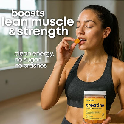 her own Creatine Gummies for Women – 3g Creatine Monohydrate per Serving – Energy, Endurance & Glute Support – Sugar Free, Vegan, Gluten Free, Non-GMO – Tangerine Flavor, 90 Gummies