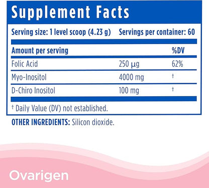 CalmCo Ovarigen Myo-Inositol & D-Chiro Inositol Supplement for Women – 40:1 Inositol Powder with Folic Acid, Fertility Supplements for PCOS, Hormone Balance and Ovarian Support (60 Servings)
