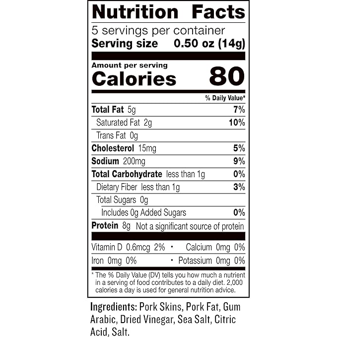 EPIC Sea Salt and Vinegar Pork Rinds, Keto Friendly, Protein Snacks, 2.5 oz (Pack of 4)