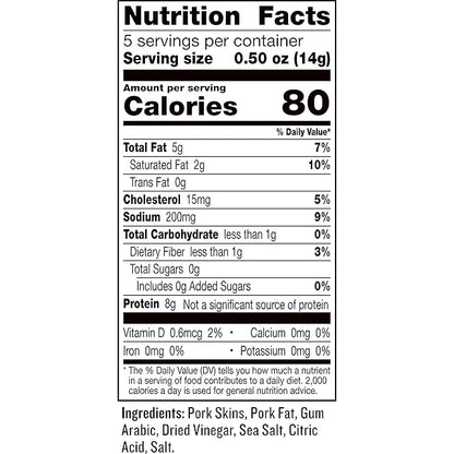 EPIC Sea Salt and Vinegar Pork Rinds, Keto Friendly, Protein Snacks, 2.5 oz (Pack of 4)