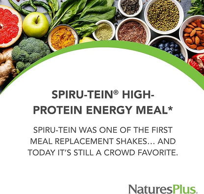 NaturesPlus SPIRU-TEIN, Chocolate - 1.05 lb - Plant-Based Protein Shake - Non-GMO, Vegetarian, Gluten Free - 17 Total Servings