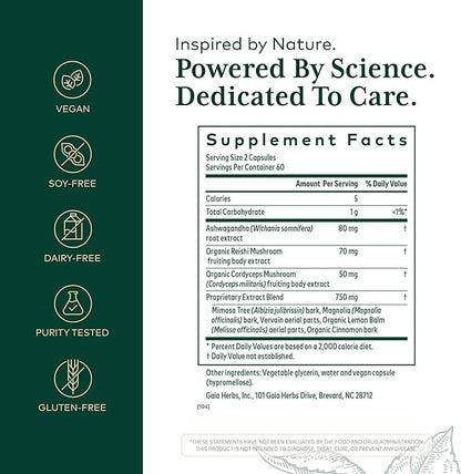 Gaia Herbs Pro Nighttime HPA - Restorative & Healthy Sleep Support Supplement* - Relaxation Support Supplement* with Ashwagandha Root Extract & Cordyceps Mushroom - 120 Liquid Phyto-Caps (60 Servings)
