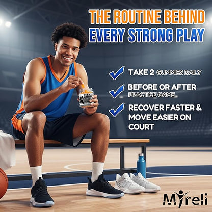 Hydrolyzed Collagen Type II 500mg, MSM 700mg, Boswellia 200mg, Vitamin C 400mg, Rhodiola 100mg, Hyaluronic Acid 100mg, Joint Mobility, Flexibility, Basketball Athletes, Vegan, Non GMO, 60 Gummy