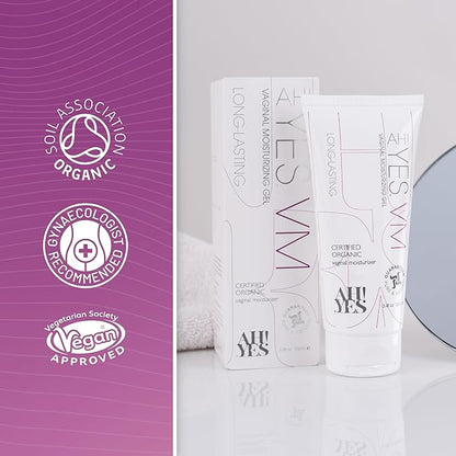 AH! YES® VM Water Based Vaginal Moisturizer | Long Lasting & Fast Acting for Vaginal Dryness & Irritation | pH Matched | Estrogen Free | Certified Organic & Natural (3.4 fl oz)