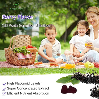 AFXMATE Sambucus Elderberry Gummies, Black Elderberry Gummy with Zinc and Vitamin C for Adults, Sugar Free Kids Multivitamin Gummies Immune Support* Supplement (2 Pack)
