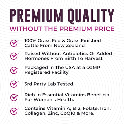 Beef Organ Supplement for Women - Beef Liver, Kidney, Heart and Uterus Tissue, Supports Women's Overall Energy and Health - Pasture Raised in New Zealand - No Fillers or Flow Agents - 60 Capsules