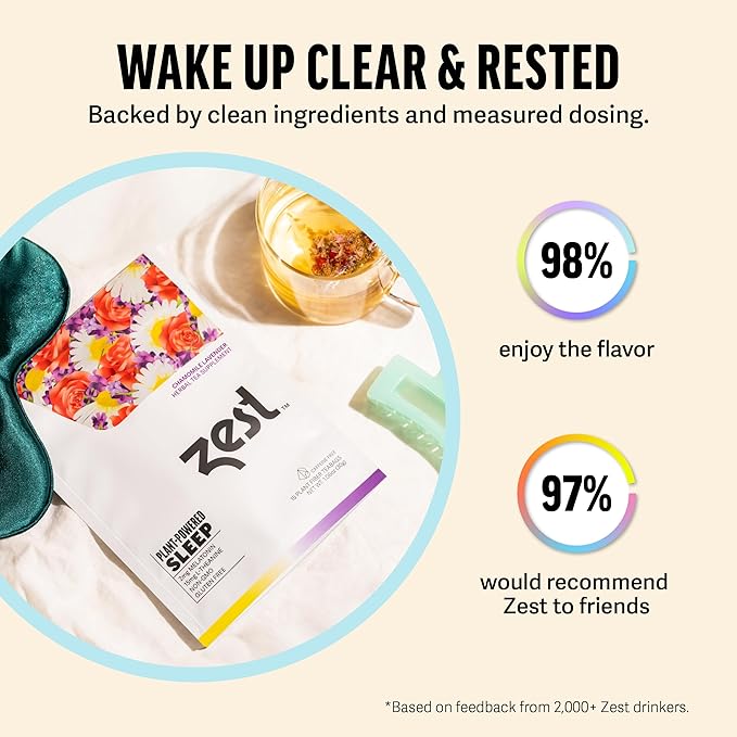 Zest Sleep Tea - 2mg Melatonin Tea for Sleep - Chamomile Lavender Herbal Blend - 15Ct Pack - Calming & Relaxing Ingredients for a Perfectly Sleepy Bedtime