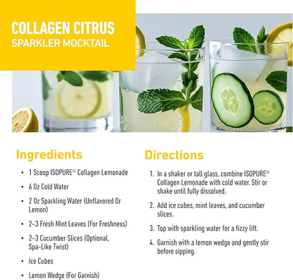 Isopure Collagen Peptides Powder, Promotes Hair, Nail, Skin and Joint Health, with Vitamin C and Biotin, Lemonade, 20g Collagen Peptides Per Serving, 11.36 Oz, 14 Servings (Packaging May Vary)