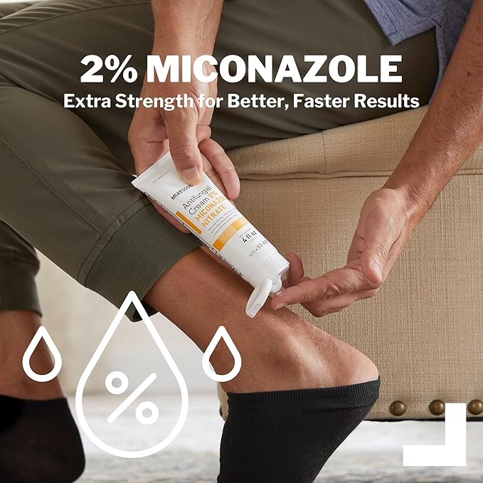 McKesson Antifungal Cream, 2% Miconazole Nitrate - Relieves Itching, Burning, Cracking from Jock Itch, Ringworm and Athlete Foot - 4 oz., 12 Count