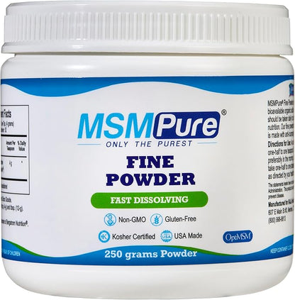 KALA HEALTH MSMPure Fast Dissolving Fine MSM Powder Crystals – US-Made MSM for Joint Health, Skin Appearance, and Hair & Nail Support – 8.8 oz, Organic Sulfur