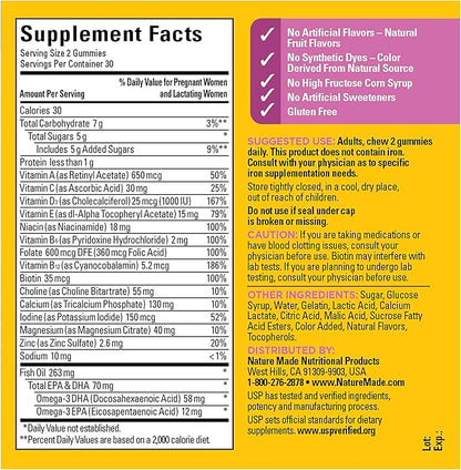 Nature Made Prenatal Gummies with DHA and Folic Acid, Prenatal Vitamins for Women for Daily Nutritional Support, 60 Gummies, 30 Day Supply