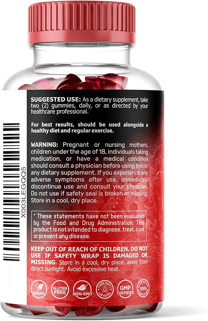 Magnesium Glycinate Gummies, 1000 mg - Magnesium Supplement to Support Relaxation, Heart Health - Chewable Calm Magnesio Gummies for Adults, Glicinato De Magnesio - Strawberry Flavor - Pack of 2