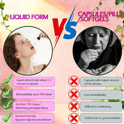 Multi Collagen Peptides Liquid Drops for Women & Men-Type I, II, III, V, X丨Hydrolyzed Collagen Peptides, Collagen Proteins W. Hyaluronic Acid, Biotin & Vitamin C for Hair Skin & Joint Gut Health