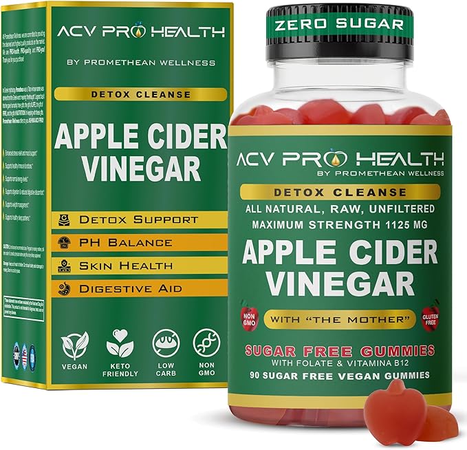 ACV with Sugar Makes No Sense! Apple Cider Vinegar Gummies Sugar Free Low Carb Advanced Keto Acv Gummies Keto Gummy Detox Cleanse (90 Count)