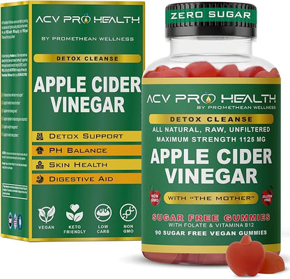 ACV with Sugar Makes No Sense! Apple Cider Vinegar Gummies Sugar Free Low Carb Advanced Keto Acv Gummies Keto Gummy Detox Cleanse (90 Count)
