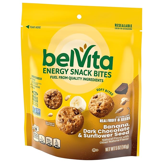 belVita Energy Snack Bites, Banana, Dark Chocolate and Sunflower Seed, 5 oz