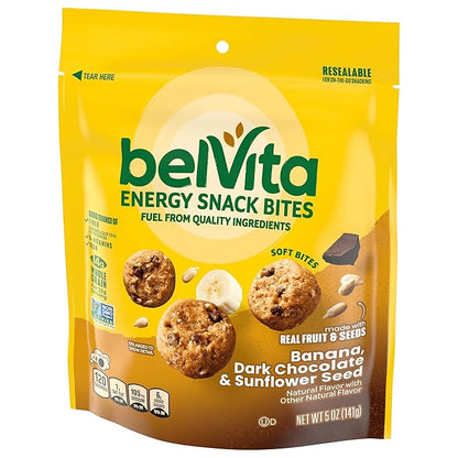 belVita Energy Snack Bites, Banana, Dark Chocolate and Sunflower Seed, 5 oz