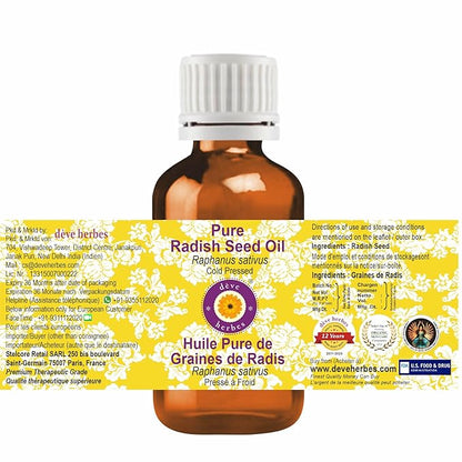 dève herbes Pure Radish Seed Oil (Raphanus sativus) Cold Pressed (Pack of Five) 100ml X 5 (16.9 oz)