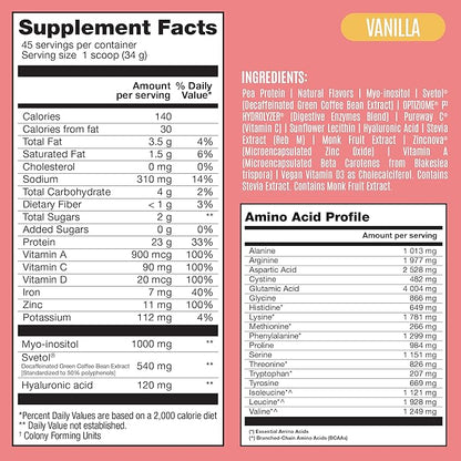 BIRDMAN Fitmingo Vegan Protein Powder with Inositol, Collagen Boosters, Hyaluronic Acid and Vitamins | Low Carb, Dairy Free, Low Calorie | 23g Plant Based Blueberry Protein Powder with Myo-Inositol