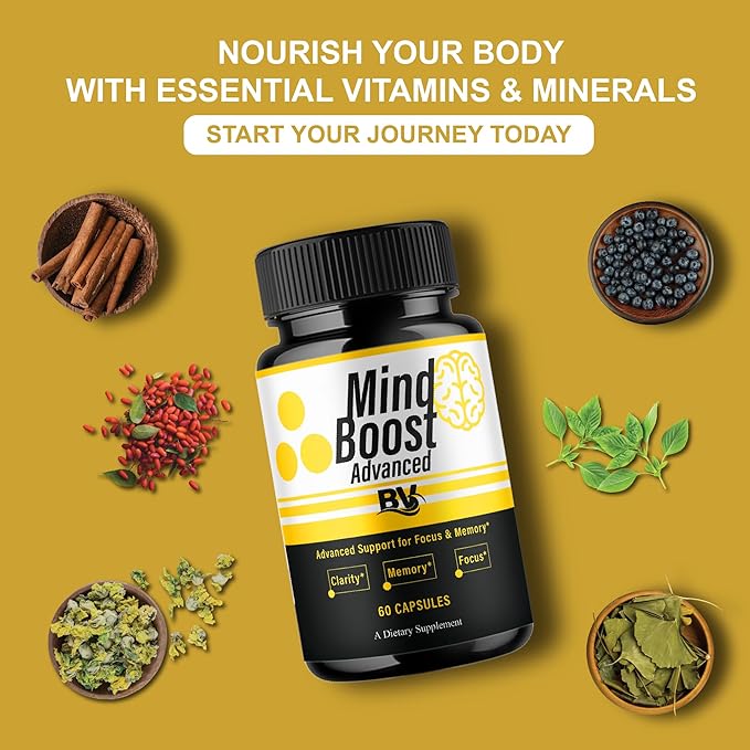 BLUE VIBE Mind Boost Premium Health & Wellness Nootropic Supplement, MindBoost Advanced All Natural Health Management & Overall Wellness Support Supplement Formula Pills (2 Pack - 120 Capsules)