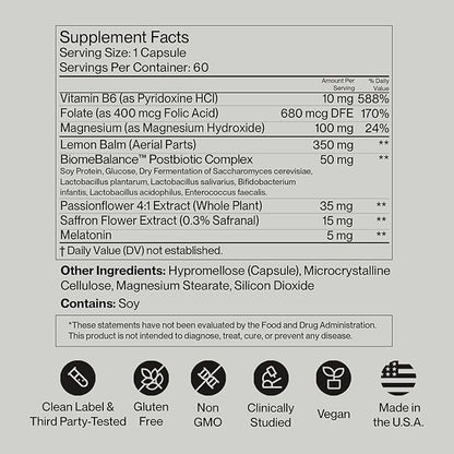 SecondKind Anxiety & Stress Relief Supplement – Saffron & Postbiotic Supplement for Emotional Support – 1000x More Active Ingredients Than Probiotics. Made with BiomeBalance™ in the USA, 60 Capsules