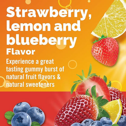 Emergen-C 750mg Vitamin C Gummies for Adults, Immune Support Gummies, Gluten Free, Strawberry, Lemon and Blueberry Flavors, Back to School Essentials - 45 Count