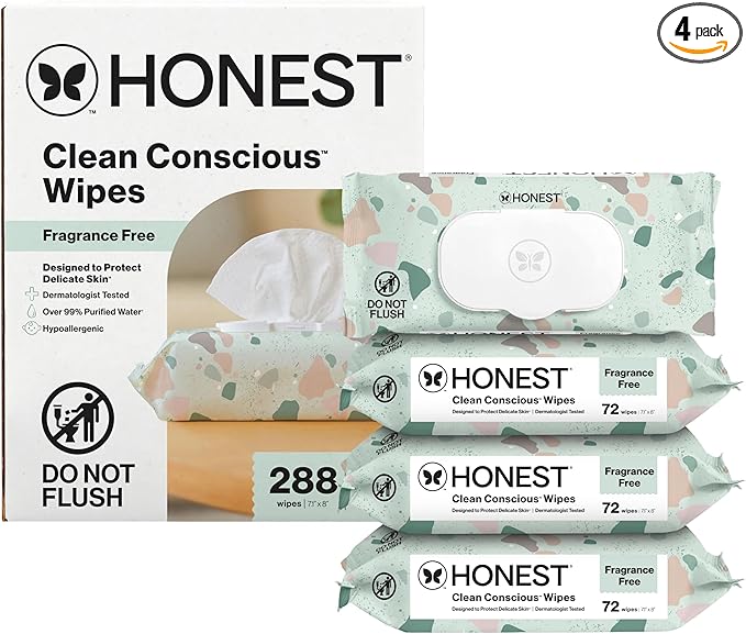 The Honest Company Hypoallergenic Multi-Use Baby Wipes for Sensitive Skin, Geo Mood, 288 Count