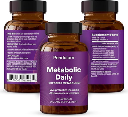 Pendulum Metabolic Daily - Multi-Strain Probiotic with Akkermansia muciniphila to Support Metabolism and Sustain Energy Levels - for Women and Men - 30 Capsules (1 Pack)