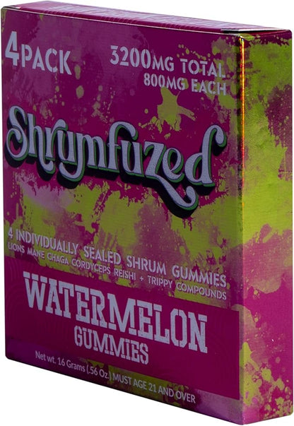 Shrumfuzed Proprietary Nootropic Gummy 3200mg - Lion's Mane, Reishi, Chaga, and Cordycep Nootropic Mushroom Blend (4, Watermelon)