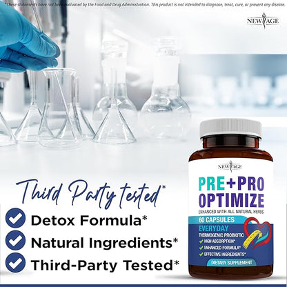 NEW AGE Pro Optimize Probiotics for Women, Menopause, Digestive Health - Support for Bloating, Hot Flashes, Joint Support, Night Sweats - Gut Health & Metabolism - Dong Quai (60 (Pack of 1))