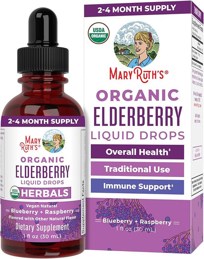 MARYRUTH'S Elderberry Liquid Drops for Adults & Kids | Immune Support | Antioxidant | Overall Wellness | Elder Berry Extract | USDA Organic | Sugar Free | Vegan | Non-GMO | Gluten Free | 1 Fl Oz