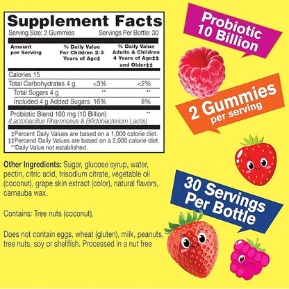WellYeah Probiotics for Kids Gummies -10 Billion CFU - for Gut Health, Immune Health and Digestive Support - Berry Flavor Chewable Supplement - Vegan, Non GMO, Gluten Free Kids Probiotic -60 Gummies