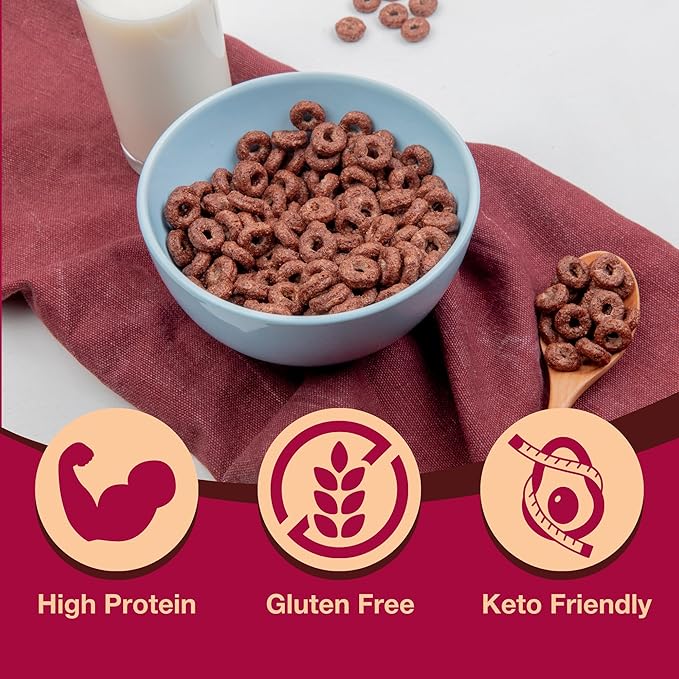 ProtiDIET High Protein Chocolate Soy Cereal - Gluten Free, Low Fat Healthy Cereal for Adults - Perfect for a Protein Snack or Breakfast - 7 Pouches