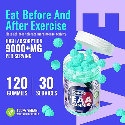Pets Purest EAA Gummies 120 Gummies (Blueberry),Essential Amino Acids - All 9 Essential Aminos (EAA) and All Branched-Chain Aminos (BCAAs), Non-GMO, Gluten Free, Vegetarian Friendly
