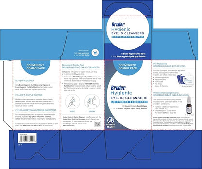 Bruder Hygienic Eyelid Cleansers Value Pack | Hygienic Eyelid Wipes & Eyelid Solution Spray | for Daily Eyelid and Lash Care