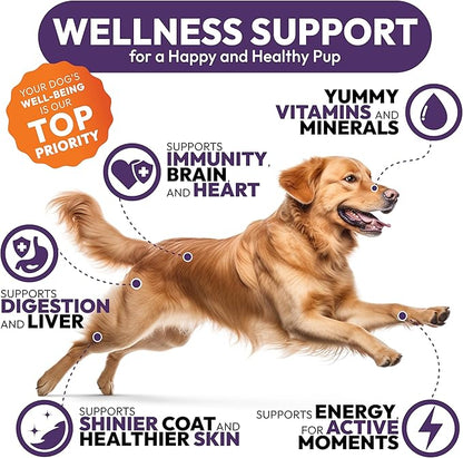Dog Multivitamin Chewable - Dog Vitamins and Supplements with Glucosamine - 170 Chews - Hip & Joint, Pet Immune Support, Skin & Coat, Gut & Heart Health - Senior & Puppy Multivitamin Pet Supplement