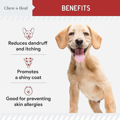 Best Itchy Skin Relief for Dogs -360 Soft Chew Omega Treats for Skin and Coat -Salmon Oil Blend of Fatty Acids, Omega 3, 6, Vitamins, Antioxidants -Made in USA (2 Packs of 180, Bacon Flavor)