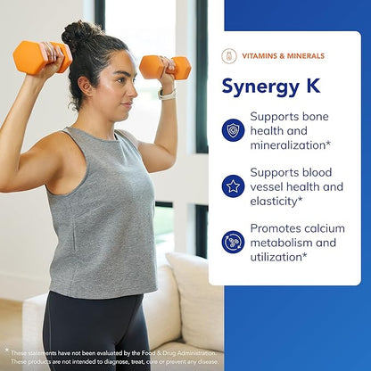 Pure Encapsulations Synergy K - with Vitamin K1, K2 & D3 - Supports Bones, Blood Vessels, Vascular Elasticity & Calcium Utilization* - Includes Cholecalciferol - Gluten Free & Non-GMO - 60 Capsules