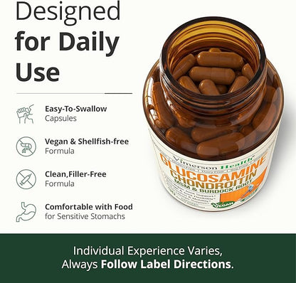 Glucosamine Chondroitin MSM – Joint Support Supplement for Women and Men with Glucosamine Sulfate 1500 mg, Chondroitin and MSM – for Cartilage, Joint Health and Flexibility – 180 Capsules, Vegan