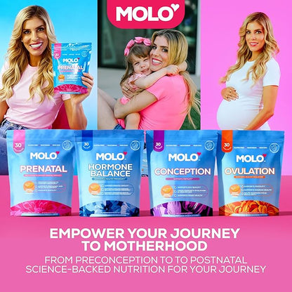 MOLO Prenatal Multi-Vitamin Drink Mix for Women – Packed with essential vitamins & antioxidants, DHA Omega-3, Methylfolate – 30 Stick Packs with Sweet Orange Flavor – Vegetarian, Gluten-Free & Non-GMO